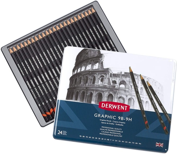 Derwent - Graphic blyant sæt, 24 stk i metalæske