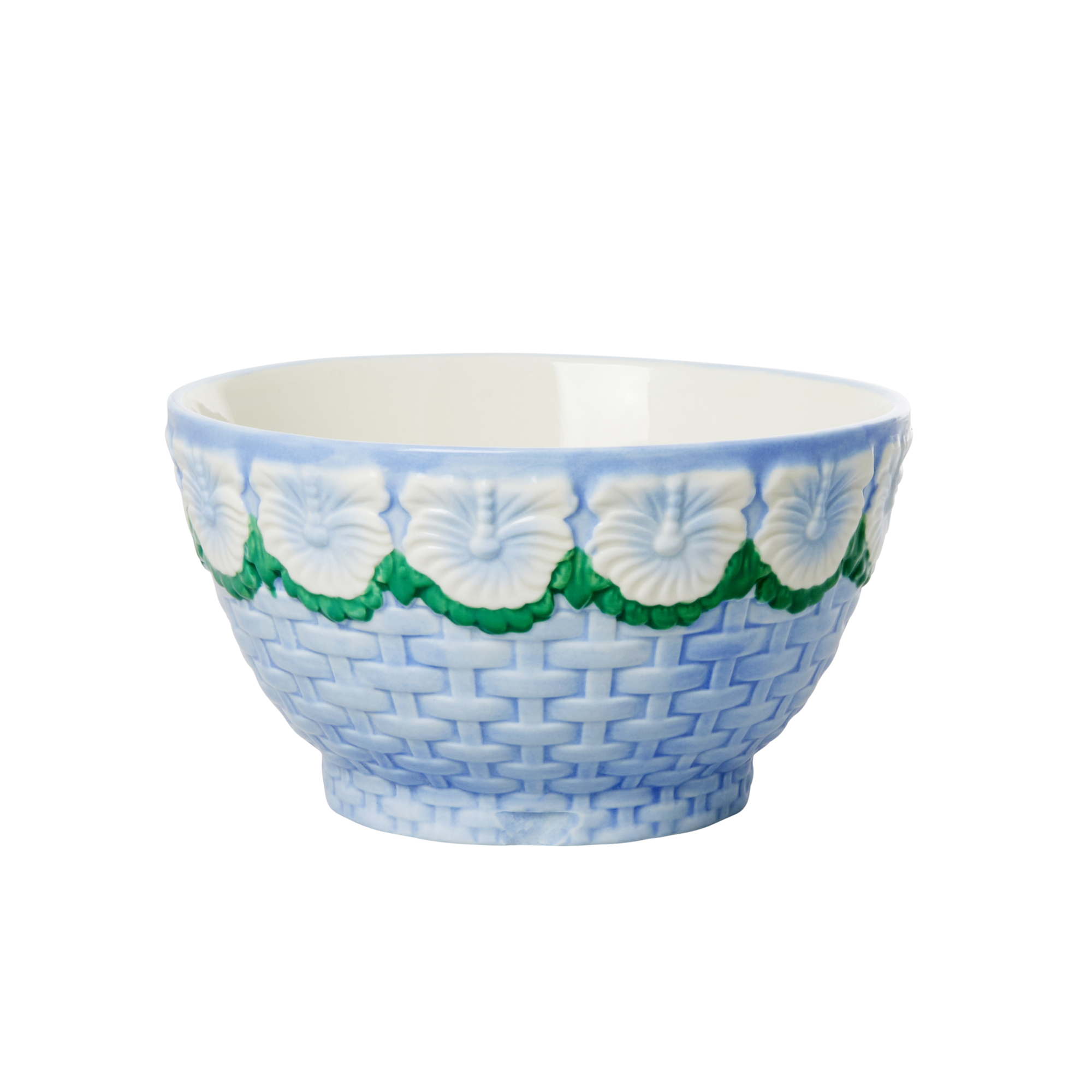 14: Rice - Keramik Skål m. Blomster Design - Blue