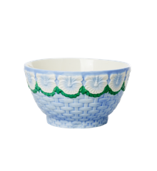 Rice - Keramik Skål m. Blomster Design - Blue