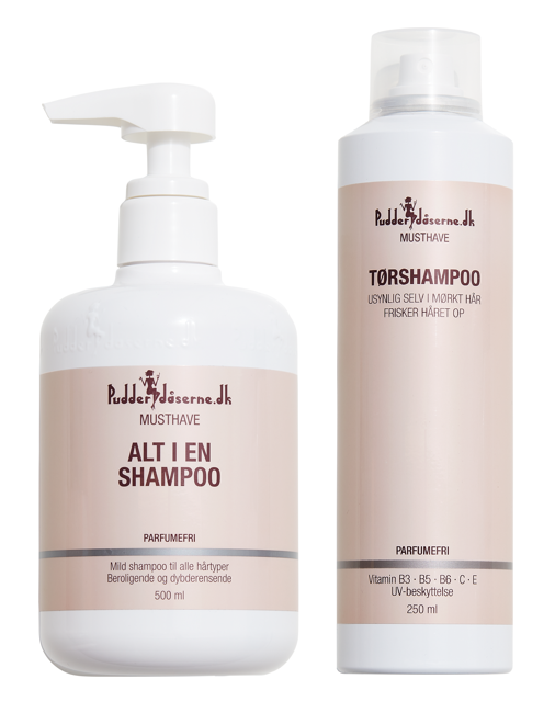 Pudderdåserne - Alt i En Shampoo 500 ml + Tørshampoo 250 ml