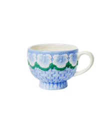 Rice - Ceramic Mug -  Embossed Blue Flower Design