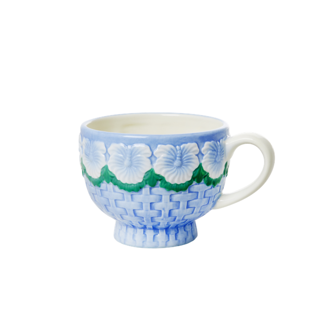 Rice - Keramik Krus - Blå Blomster Design
