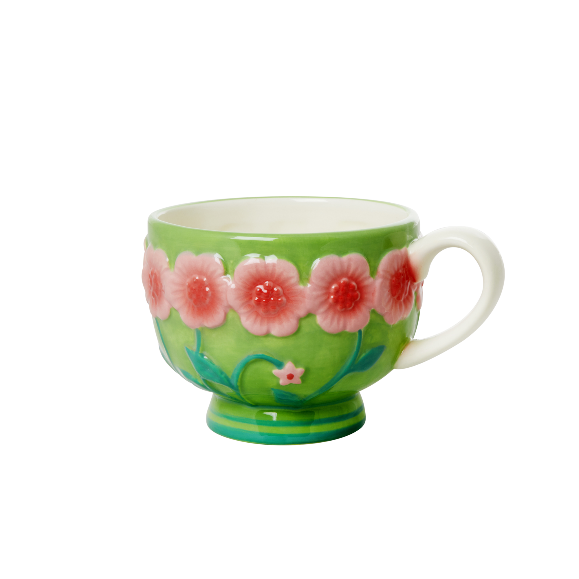 Rice - Keramik Krus - Pink & Sage Grøn Blomster Desgin