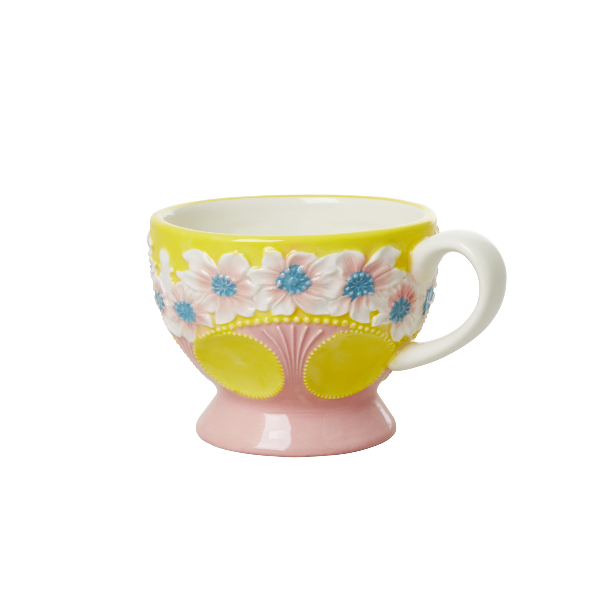 Rice - Ceramic Mug - Embossed Yellow Flower Design