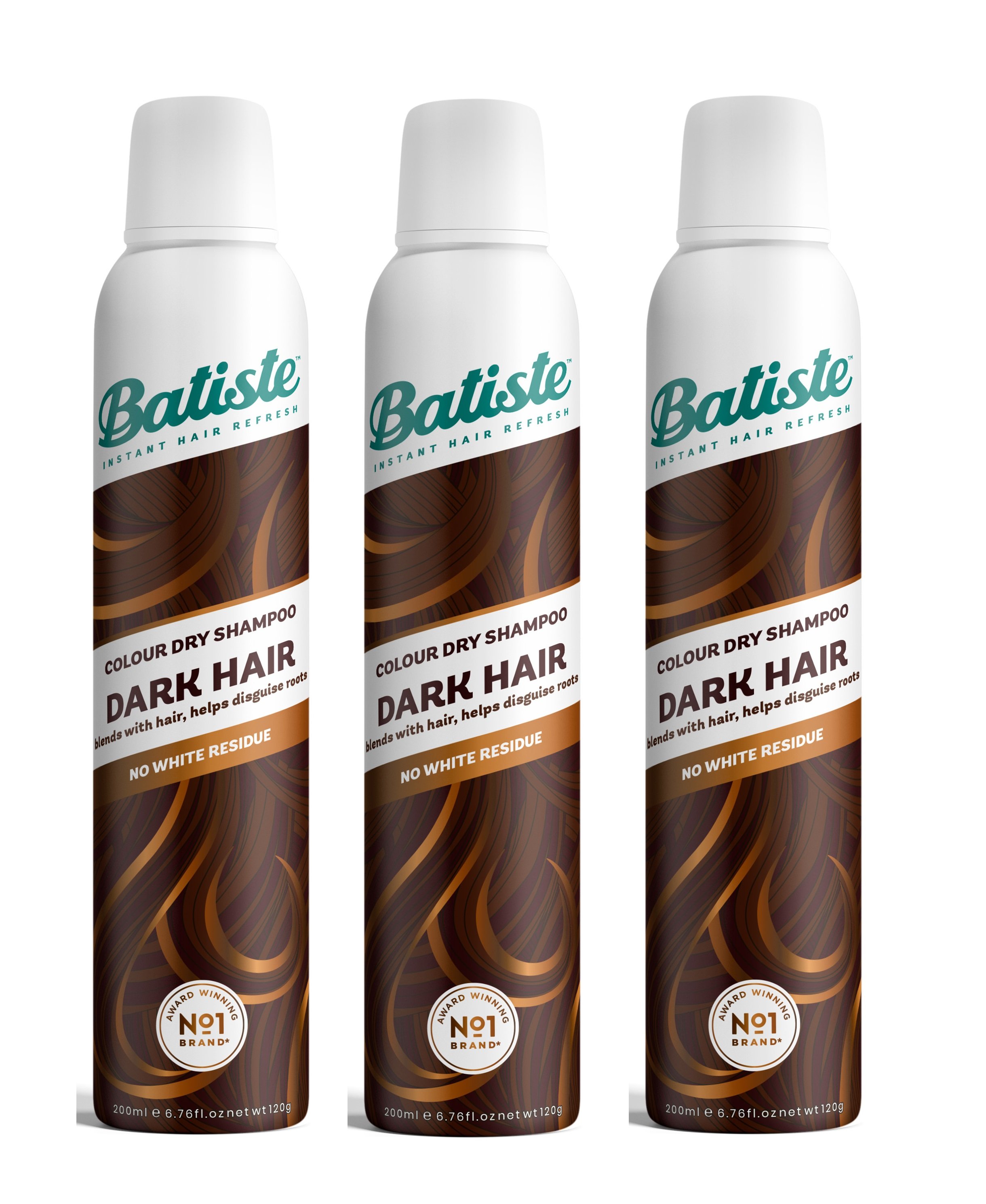 Batiste - 3 x Dry Shampoo Hint of Colour Dark 200 ml - Skjønnhet