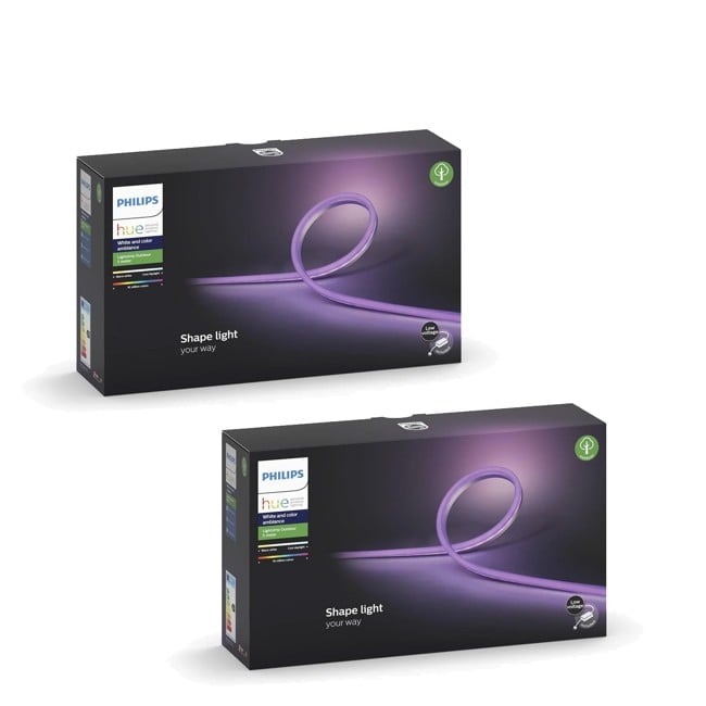 Philips Hue - 2x Lightstrip Outdoor 5m - Vit & Färg Ambiance - Paket