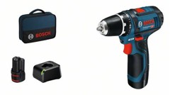 Bosch - GSR 12V-15 - Akku-Bohrschrauber - Akku- und Taschen-Set