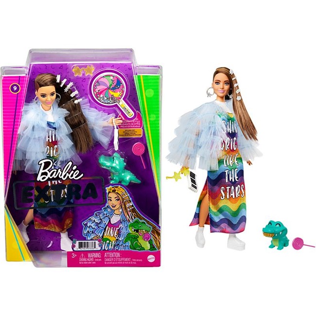 Barbie - Blue Coat & Rainbow Dress (GYJ78)