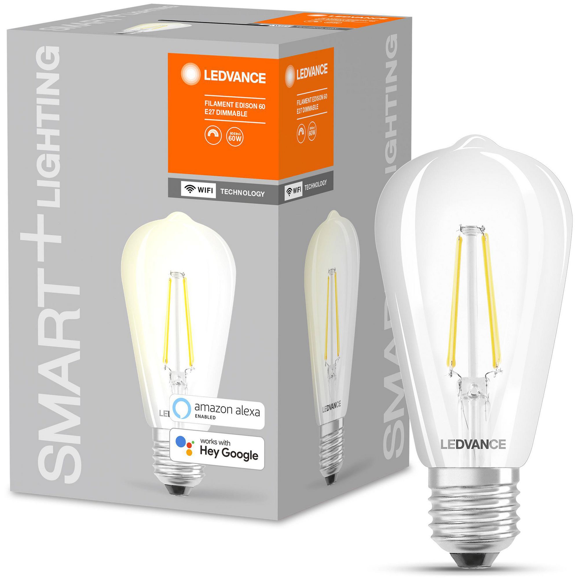 LEDVANCE - SMART+ Edison 60W/827 Klar Filament E27 WiFi