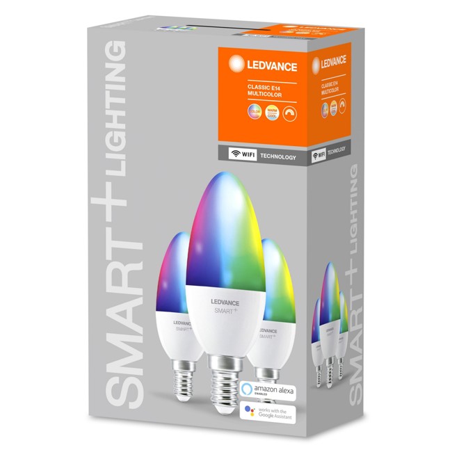 LEDVANCE - SMART+ kerte 40W/RGBW mat E14 WiFi 3 pak