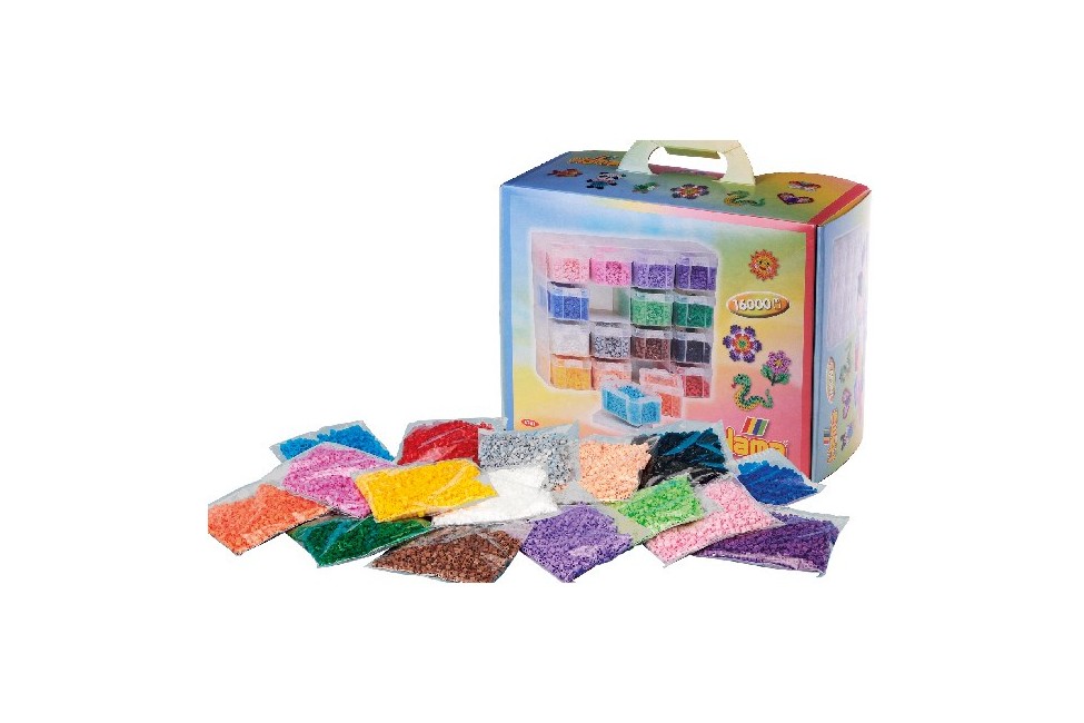 HAMA  - Beads - Large Storage box w/ Midi beads & 16 compartments (6761)