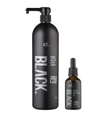 IdHAIR - Black Shampoo Total 3 in 1 1000 ml + Black Beard Oil 50 ml