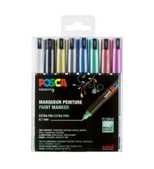 Posca - PC1MR - Extra Fin Tip Pen - Metallic , 8 stk