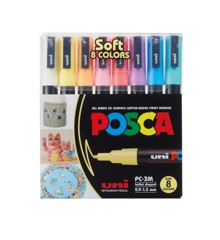 Posca - PC3M - Fin Tip Pen - Soft Colors, 8 stk