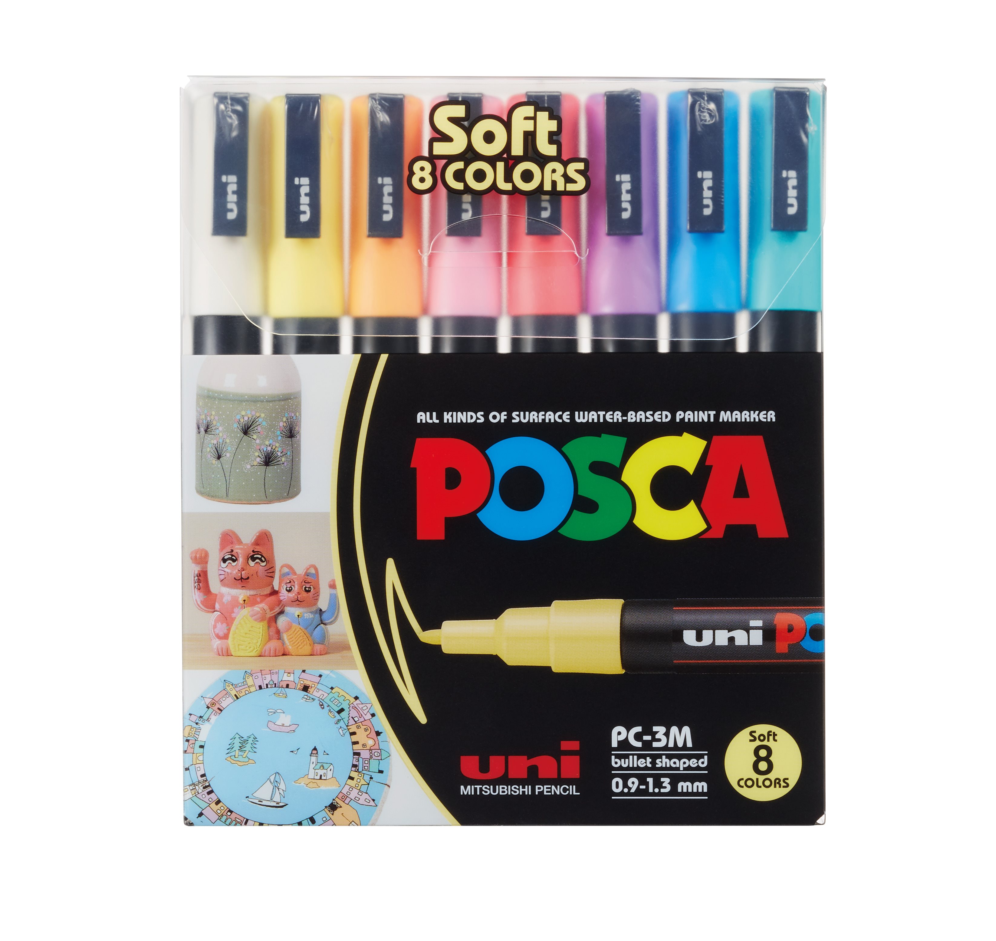 Posca - PC3M - Fine Tip Pen - Soft Colors, 8 pc - Leker
