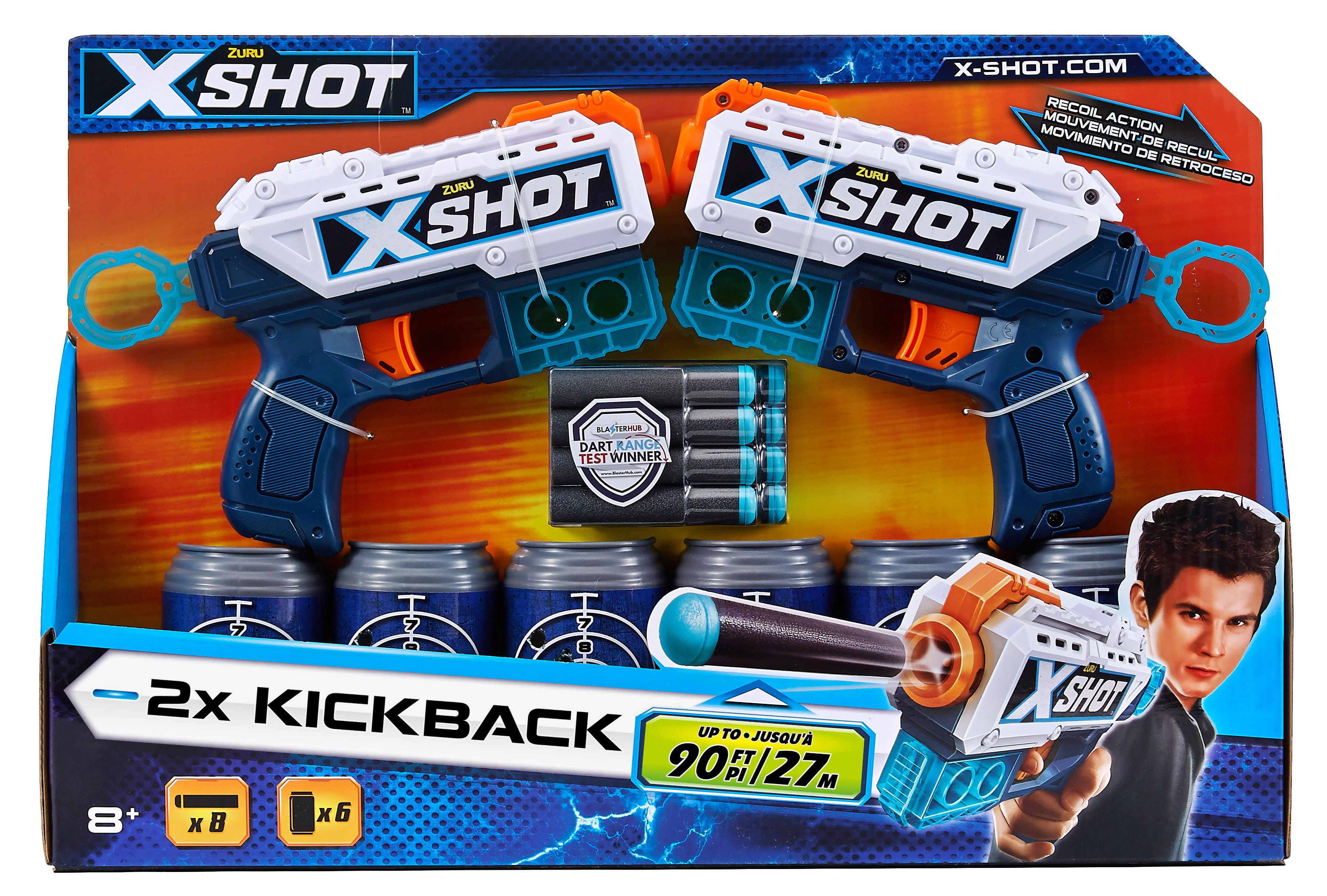 X-shot - 2x kickback set with 8 darts and 6 cans (20175)