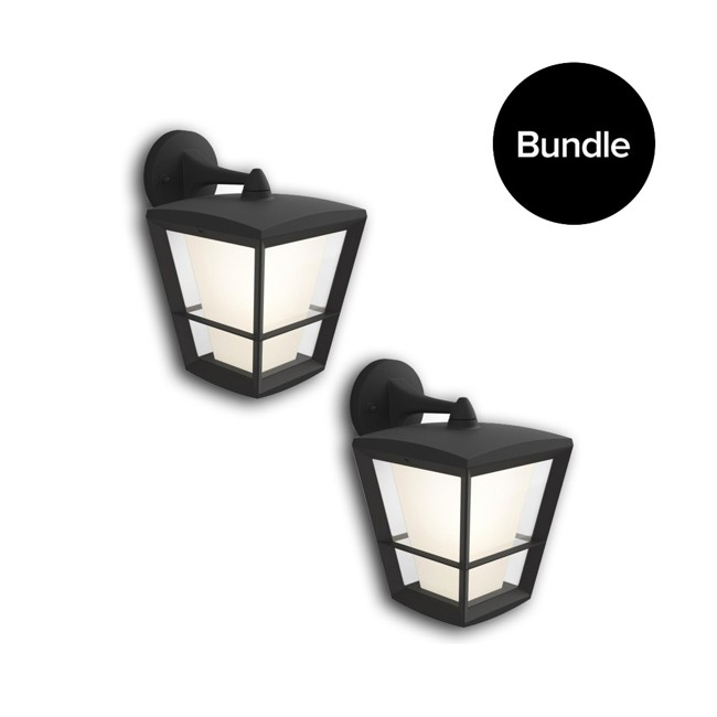Philips Hue - 2x Econic Down Wall Lantern Outdoor - White & Color Ambiance - Bundle