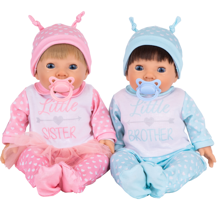 overalt Modtager Afslut Køb Tiny Treasures - Tvillingedukker i bror og søster outfit - Fri fragt