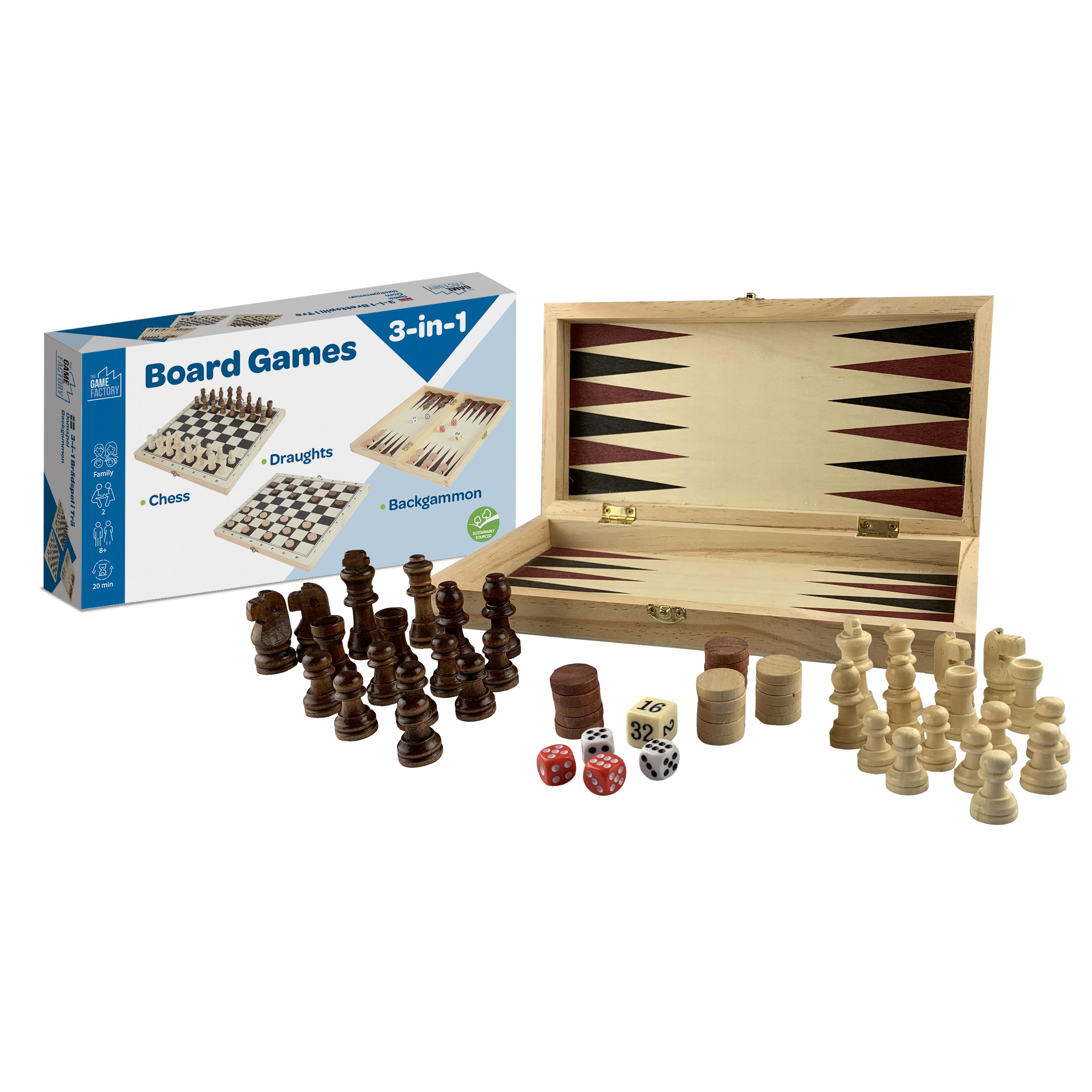 The Game Factory - Wooden 3-in-1 Game (208000) - Leker