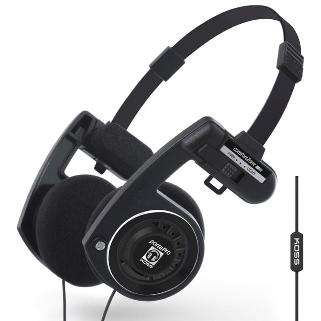 Koss - PortaPro Remote On-Ear Headset, Högkvalitativt Ljud med Fjärrkontroll