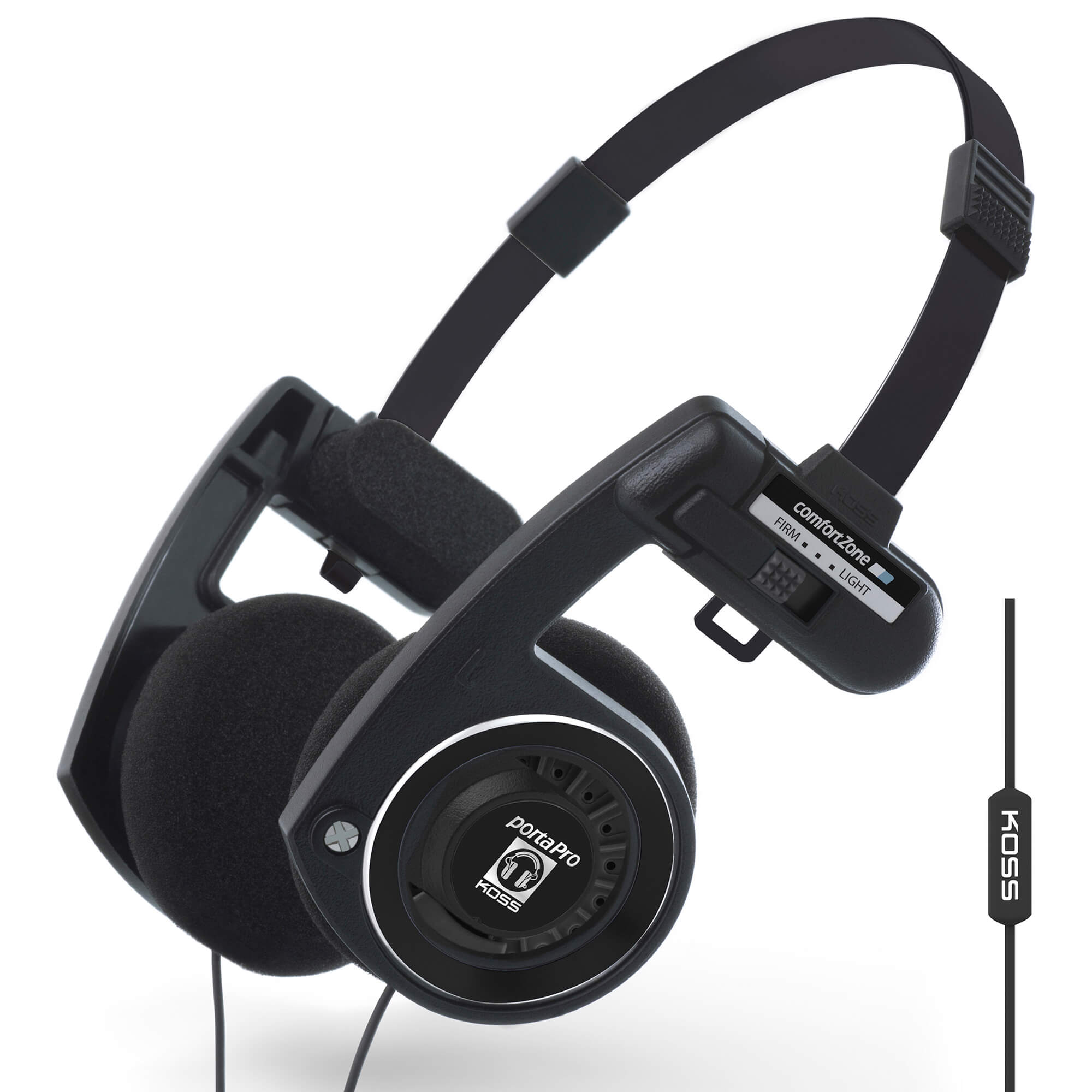Koss - PortaPro Remote On-Ear Headset, Høj Kvalitets Lyd med Fjernbetjening