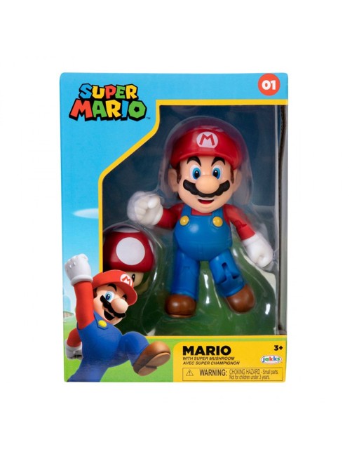 Super Mario + Super Svamp - 10 cm figur - Eksklusiv bokssæt + tilbehør