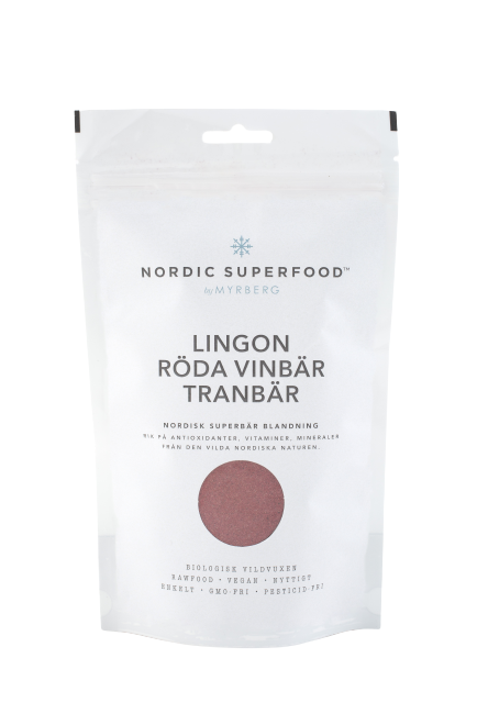 Nordic Superfood - Bærpulver Rød - Tyttebær, Ribs, Tranebær 80 g