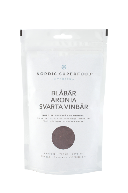 Nordic Superfood - Bærpulver Blå - Blåbær, Aronia, Solbær 80 g