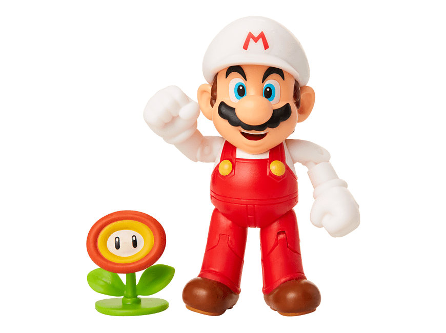 Super Mario - Fire Mario + Fire Flower - 10 cm figur - Æskesæt Eksklusivt + tilbehør