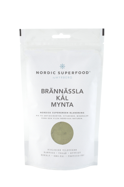 Nordic Superfood - Super Pulver Grøn - Brændenælde, Grønkål, Mynte  80 g