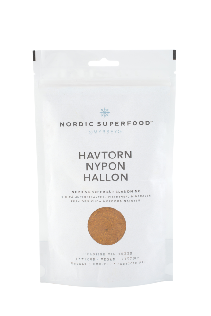 Nordic Superfood - Pulver Gul - Havtorn, Hyben, Hindbær 80 g