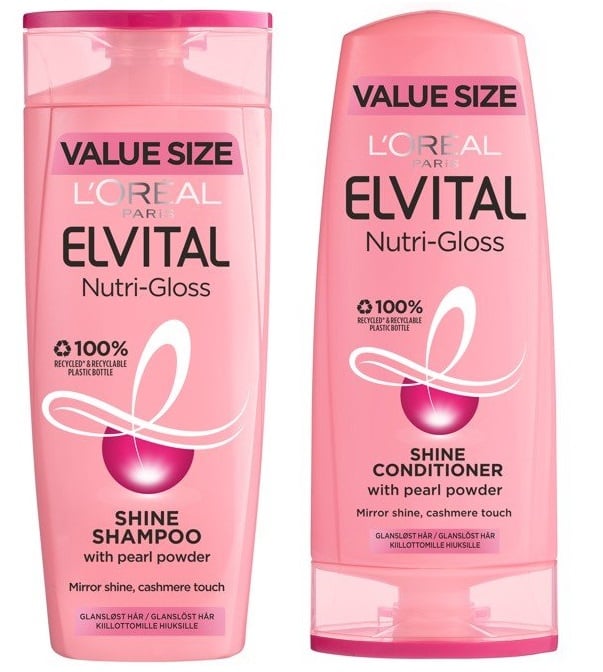 Conform dommer butik Køb L'Oréal - Elvital Nutri Gloss Shampoo 500 ml + Conditioner 400 ml