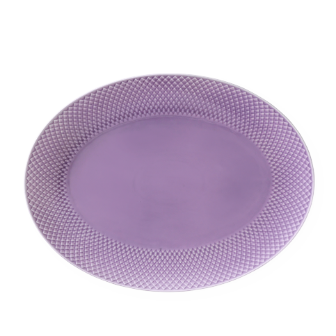 Lyngby Porcelæn - Rhombe Color Ovalt Serveringsfat - 35x26,5 cm - Lilla