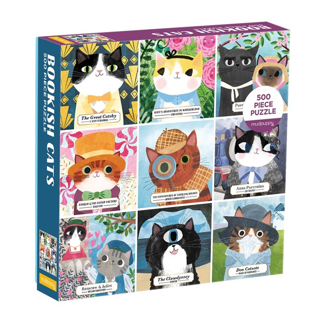 Mudpuppy - Puslespil 500 brikker - Bookish Cats