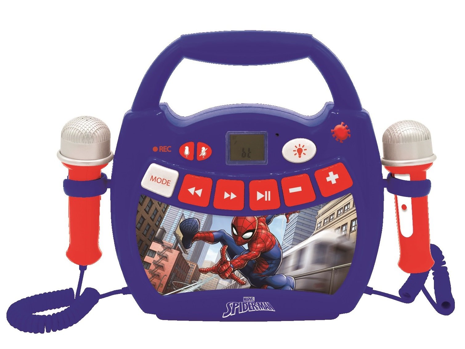 Billede af Lexibook - SpiderMan bærbar digital musikafspiller med 2 mikrofoner og lys (MP300SPZ)