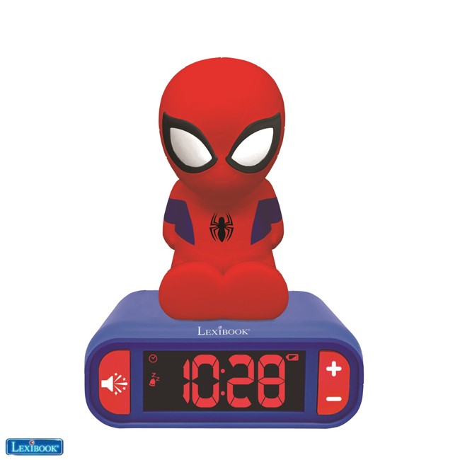 Lexibook - Alarm Clock with Night Light 3D design SpiderMan and sound effects (RL800SP)