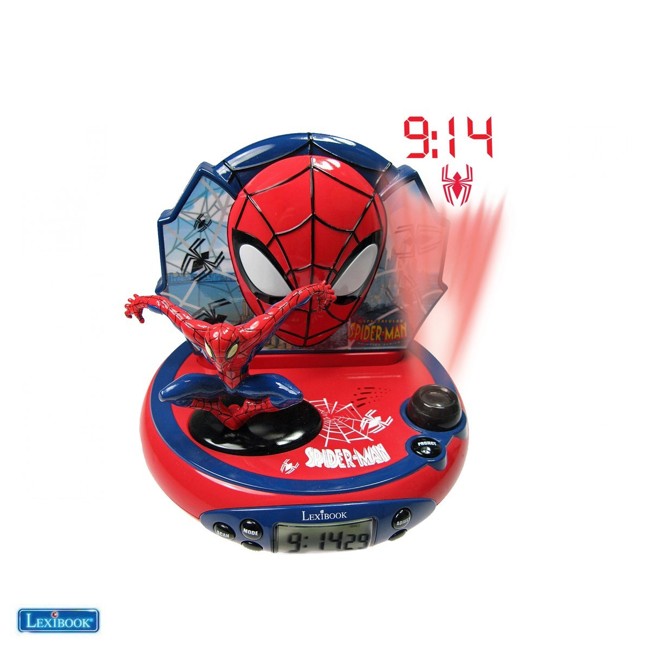 Lexibook - 3D Spider-Man Projector Clock with Super Hero Sounds (RP500SP)