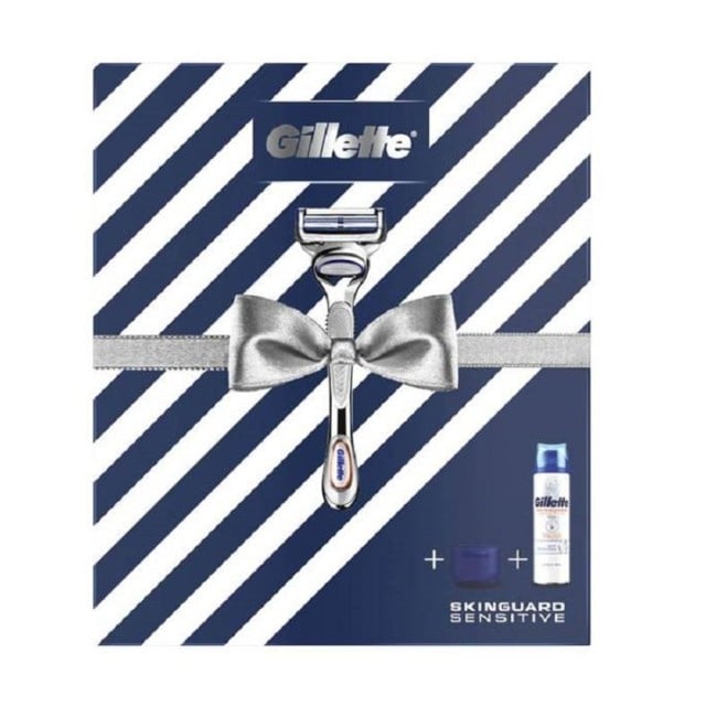 Gillette - Skinguard Sensitive  Razor & Shave Gel 200 ml & Cover