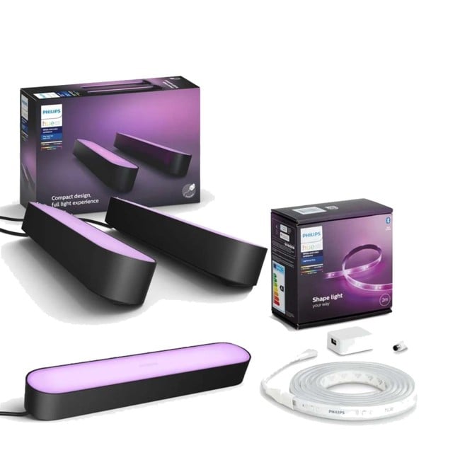 Philips Hue - Play Light Bar 2-Pack & Play Light Bar & Lightstrip Plus Starter Kit  2 meter - Bundle