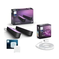 Philips Hue - Play Light Bar 2-Pack & Lightstrip Plus Starter Kit  2 meter & Bridge 2.1 - Bundle