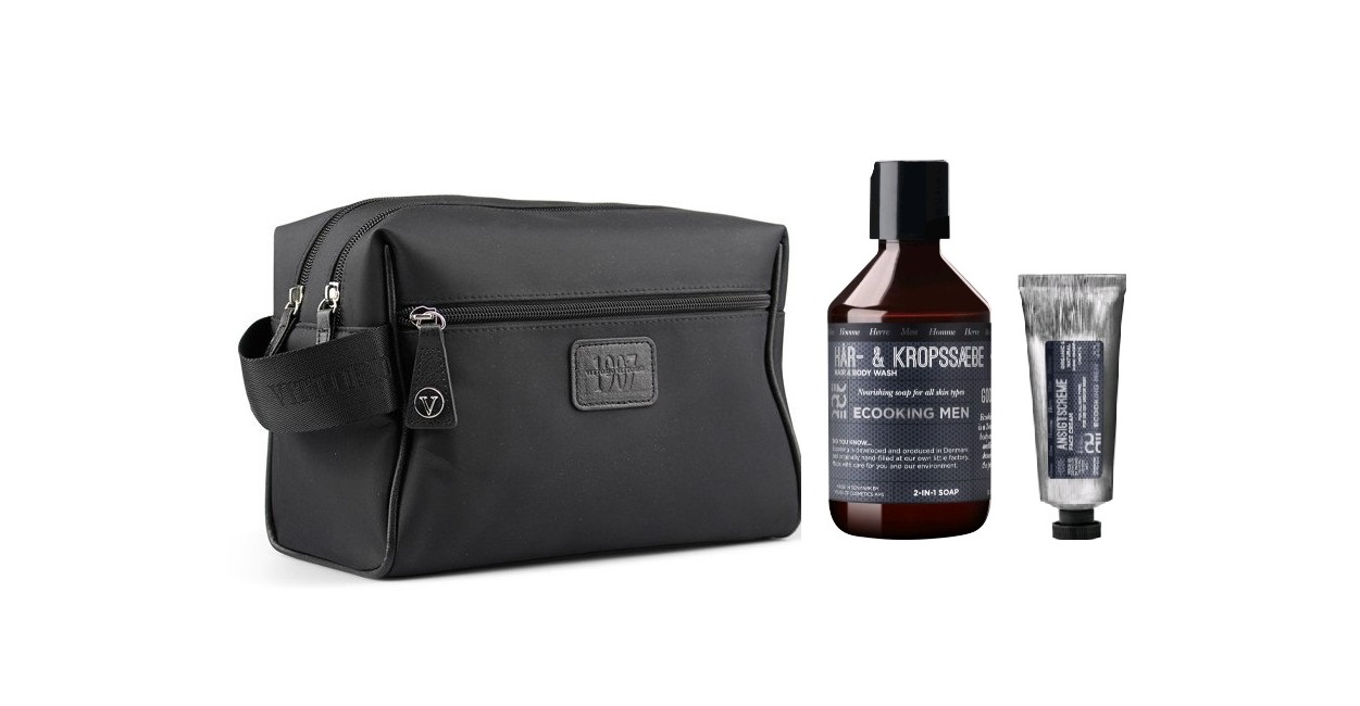 Vittorio - 2 Rums Toilettaske Til Mænd + Ecooking Ansigtscreme til Mænd 50 ml + Hår & Krops Shampoo 250 ml