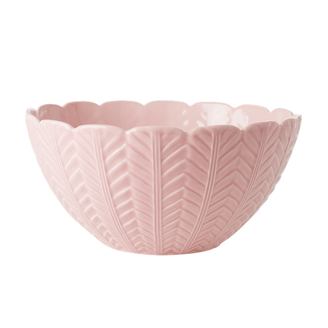 Rice - Keramik Salat Skål m. Embossed Detaljer - Pink