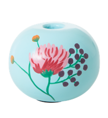 Rice - Metal Candleholder Small - Mint w. Handpainted Flower