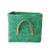 Rice - Small Square Raffia Basket with Leather Handles - Green thumbnail-1