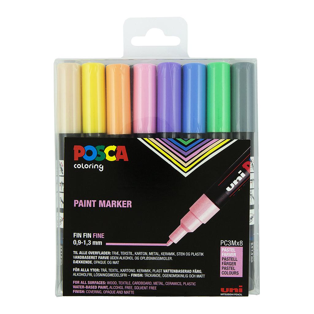 Posca - PC3M - Fine Tip Pen - Pastel, 8 pc - Leker