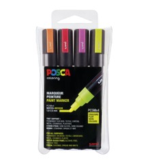 Posca - PC5M Tusch 2,5 mm - Neon farver, 4 stk