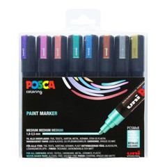 Posca - PC5M Tusch 2,5 mm - Metallic farver, 8 stk