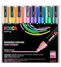 Posca - PC5M Tusch 2,5 mm - Pastel farver, 8 stk