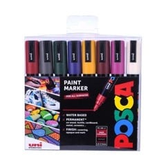 Posca - PC5M Tusch 2,5 mm - Dybe farver, 8 stk