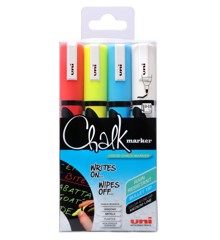 Uni - Chalkmarker 5M - Assorted colors, 4 pc